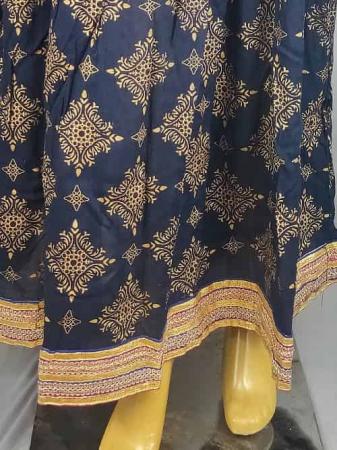 Blue Gold Printed Skirt with Heavy Lace